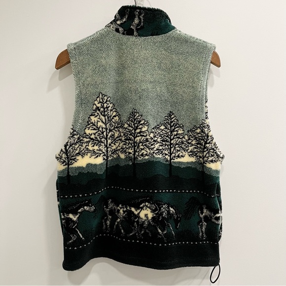 Vintage Outback Trading Co. green horse full zip fleece vest size medium - Picture 2 of 8